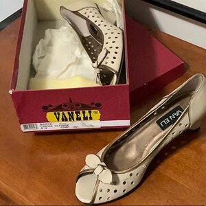 Vaneli Cream Heels with Perforated Design